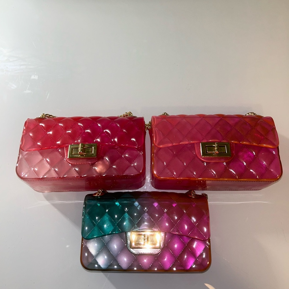 Quilted Ombre Jelly Shoulder Bag - Pink & Teal Options